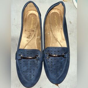 Whitemt Blue Perforated Women's Loafers